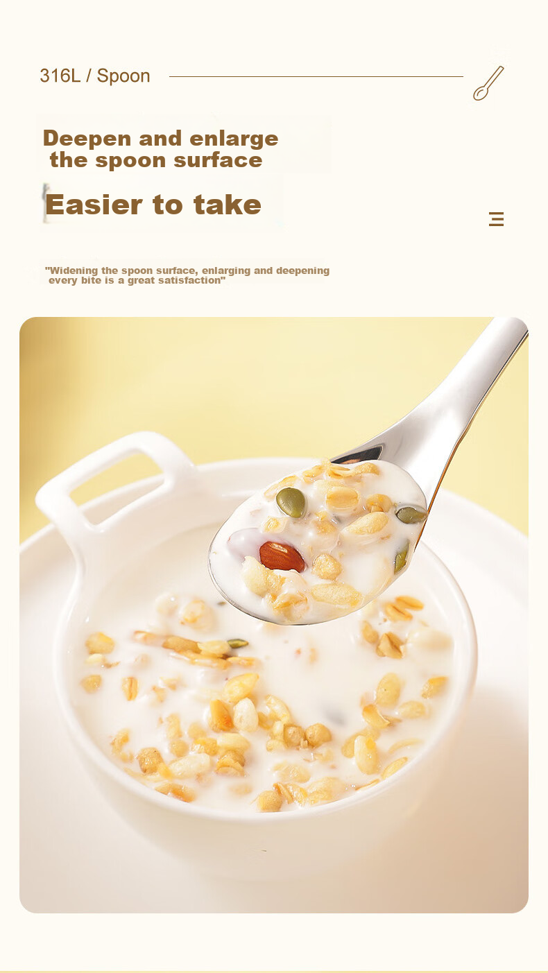 Guangyi Spoon, 316L Stainless Steel Soup Ladle, Household Serving Spoon, Enlarged And Thickened Dining Spoon, 2-Piece Set, GY8549 7