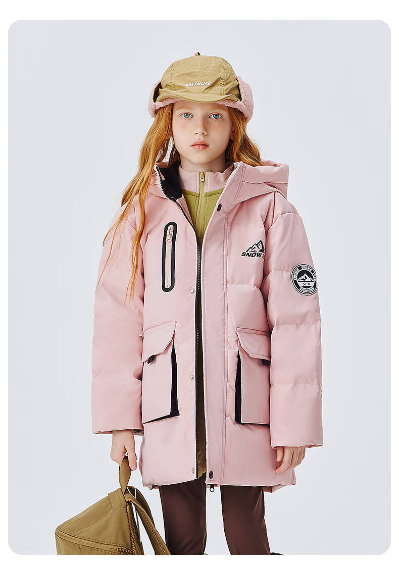SNOWFLYING Kids Down Jacket Unisex Winter New Mid-Length Thickened Warm Large Children Down Coat Black 130 15