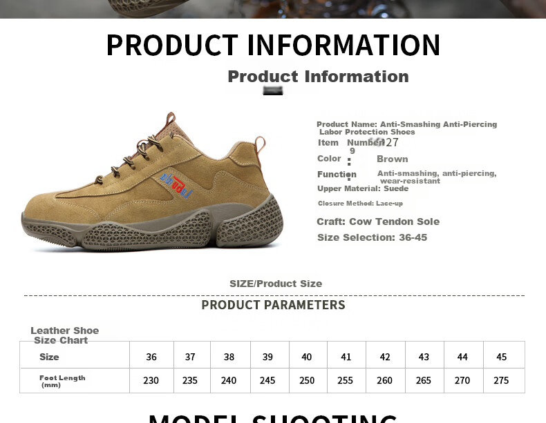 LAOGUANJIA Men's Safety Shoes with Steel Toe, Anti-Smashing And Puncture-Resistant Work Boots, Breathable, Wear-Resistant, Acid And Alkali Resistant Functional Shoes 927 Size 38 2