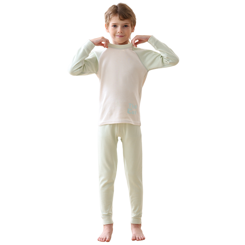 Urban Beauty [Wool and Silk] Children's Thermal Underwear Boys Autumn Winter Thickened Long Johns Pajama Set for Older Kids