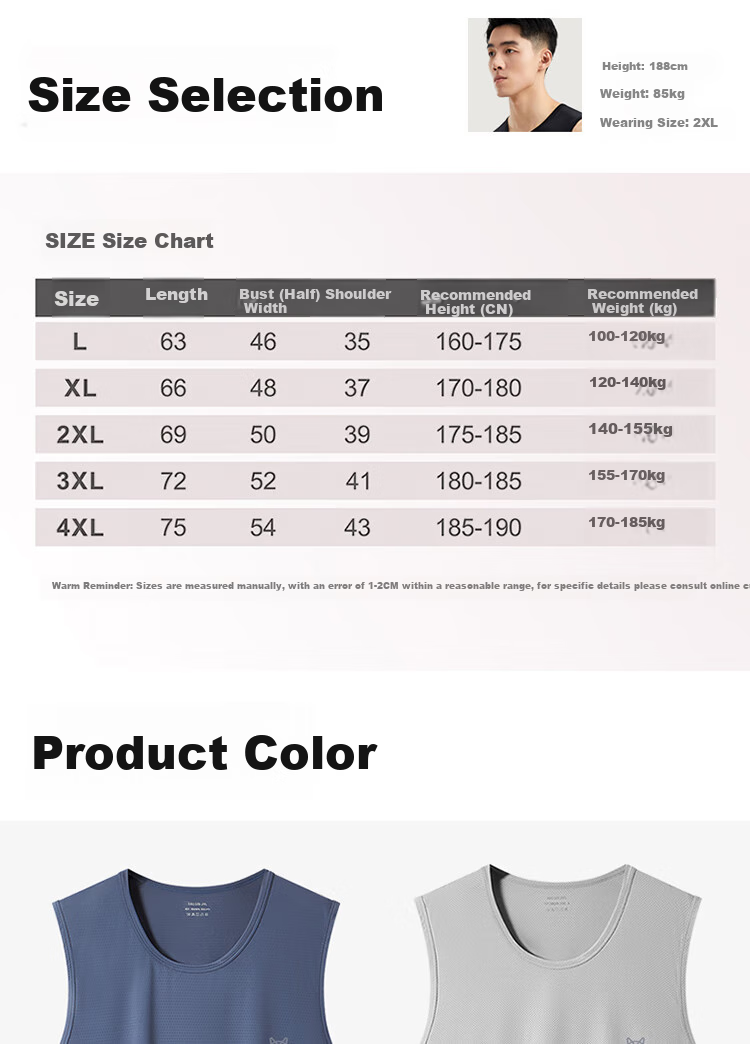 MiiOW 2-Pack Men's Basic Sleeveless Tank Tops Loose Fit Sports Undershirts Plus Size Crossback Vests 15