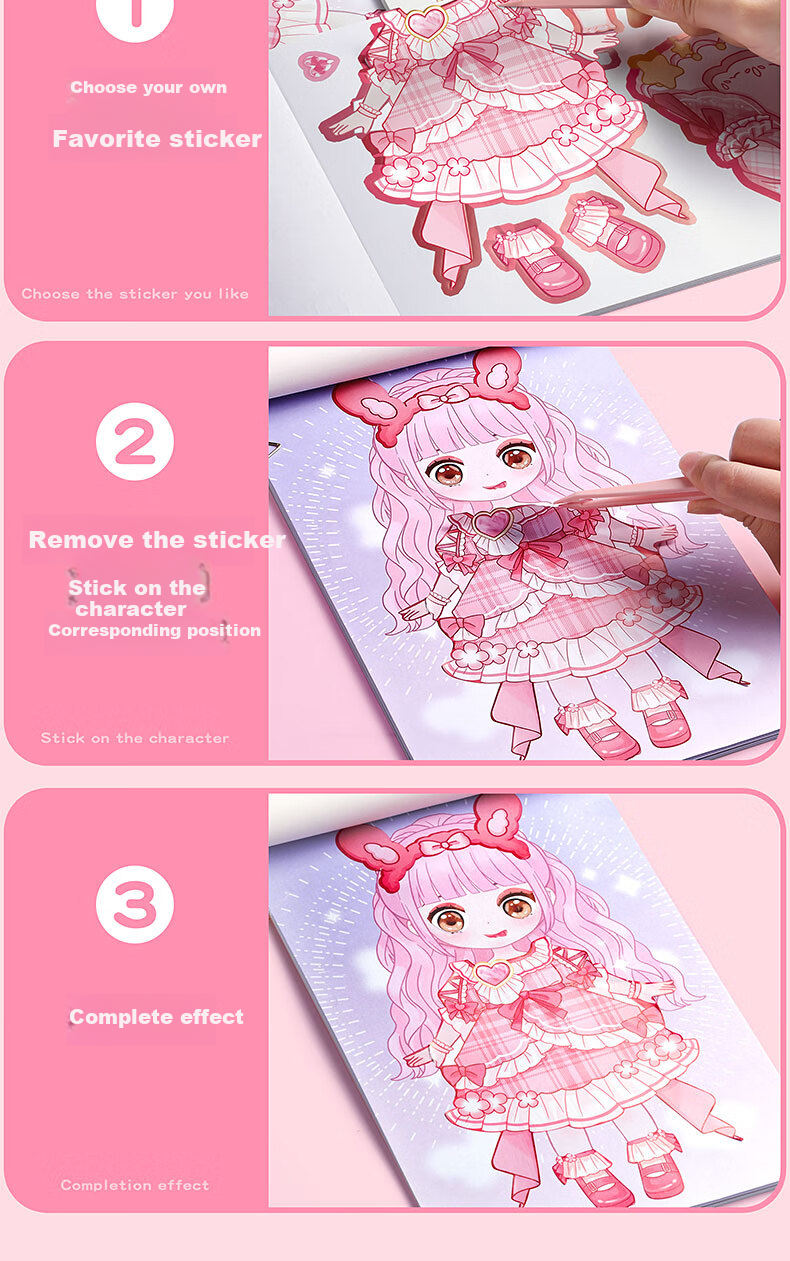 Kabaxiong Kindergarten Graduation Dress-Up Stickers, Princess Dress-Up Stickers, Girls' Toys, Children's Toys, Sticker Girls, Reward Stickers, No-Cut Stickers 8