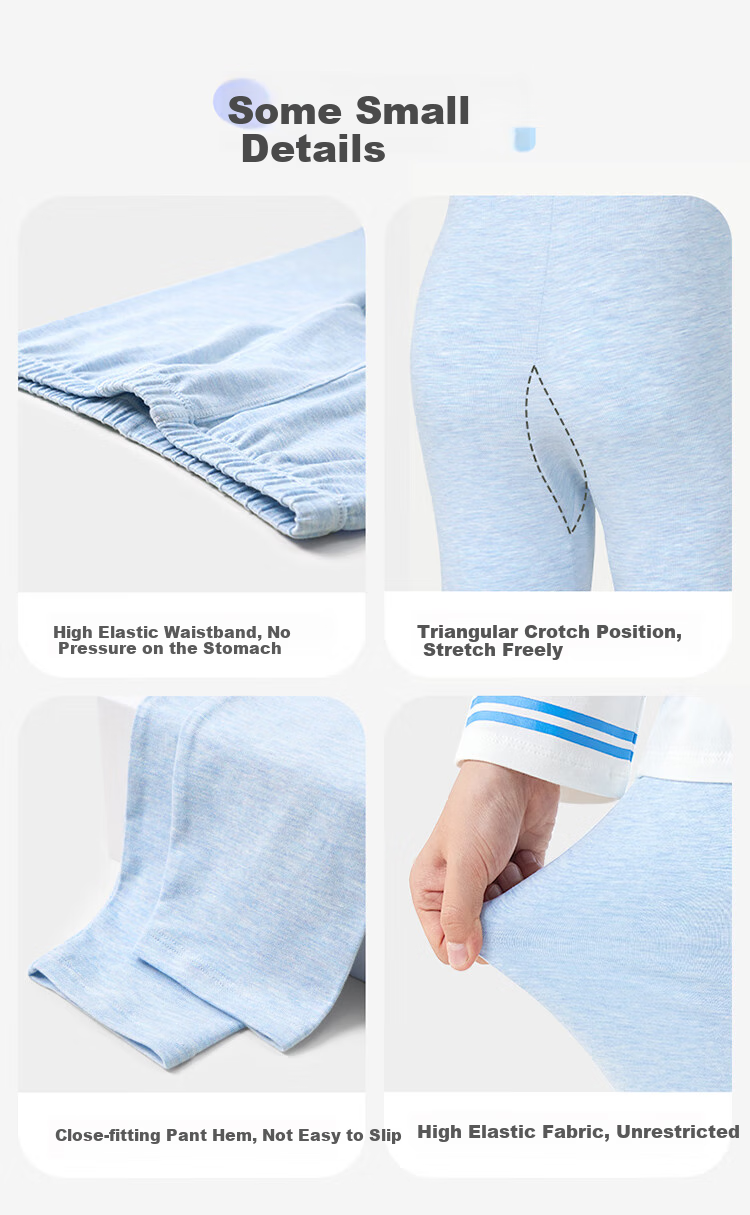Jiusuiban Light Warmth No. 9 Pants, Children's Thermal Underwear, Boys' Autumn And Winter Thin Cotton Long Johns, Pajama Pants, Youth School Uniform Base Layer Pants, Autumn Pants 9
