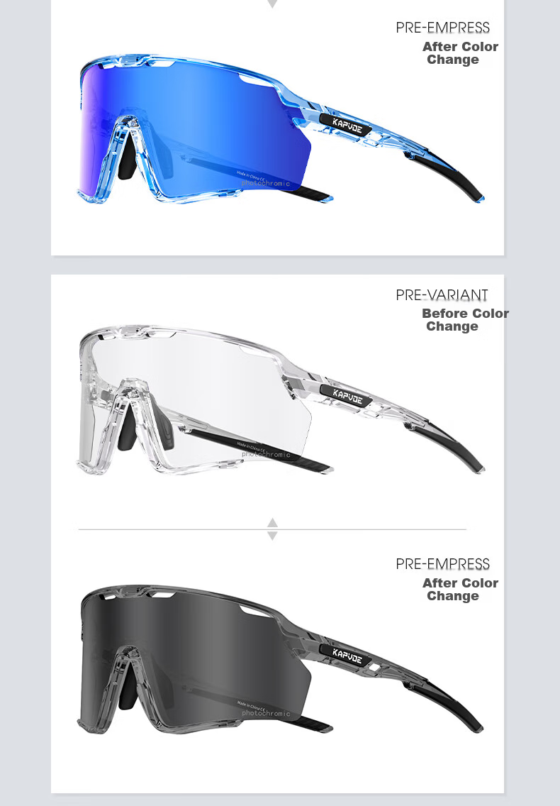 KAPVOE Full-Frame Photochromic Cycling Glasses, Day And Night Use Protective Goggles, Windproof Glasses for Road Bikes, Professional Mountain Bike Glasses for Nearsighted Users 13