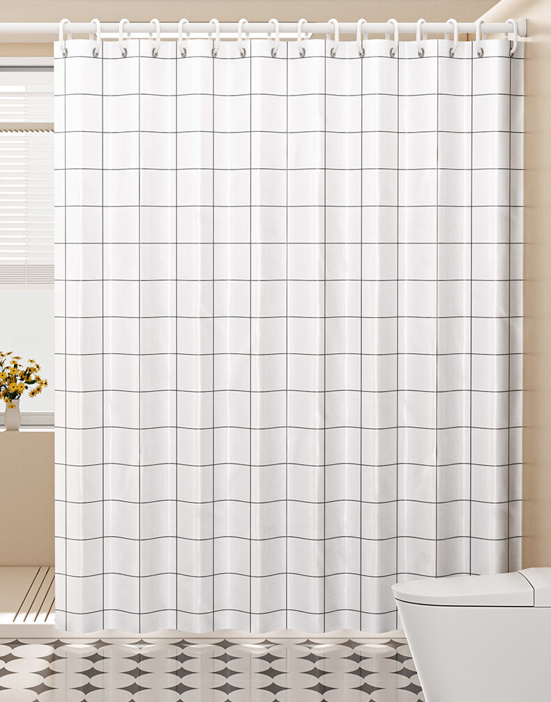 Baicaoyuan Shower Curtain Bathroom Waterproof Partition Curtain Mold Resistant 160x180cm 1
