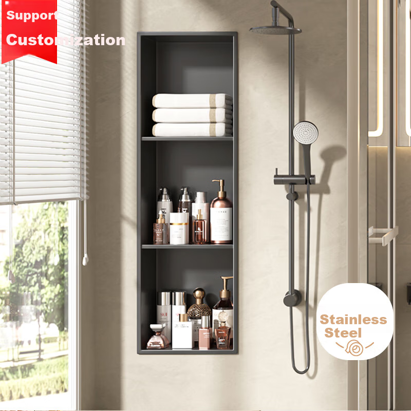 Baizi Stainless Steel Wall Niche, Bathroom Storage Shelf, Customizable Recessed TV Wall Cabinet, Wine Cabinet, Wall Niche