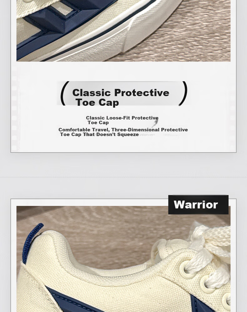 Huili Official Women's Canvas Shoes, 2026 Summer Retro Casual Sneakers, Lightweight White Shoes for Women, Beige Deep Blue, Size 36 7