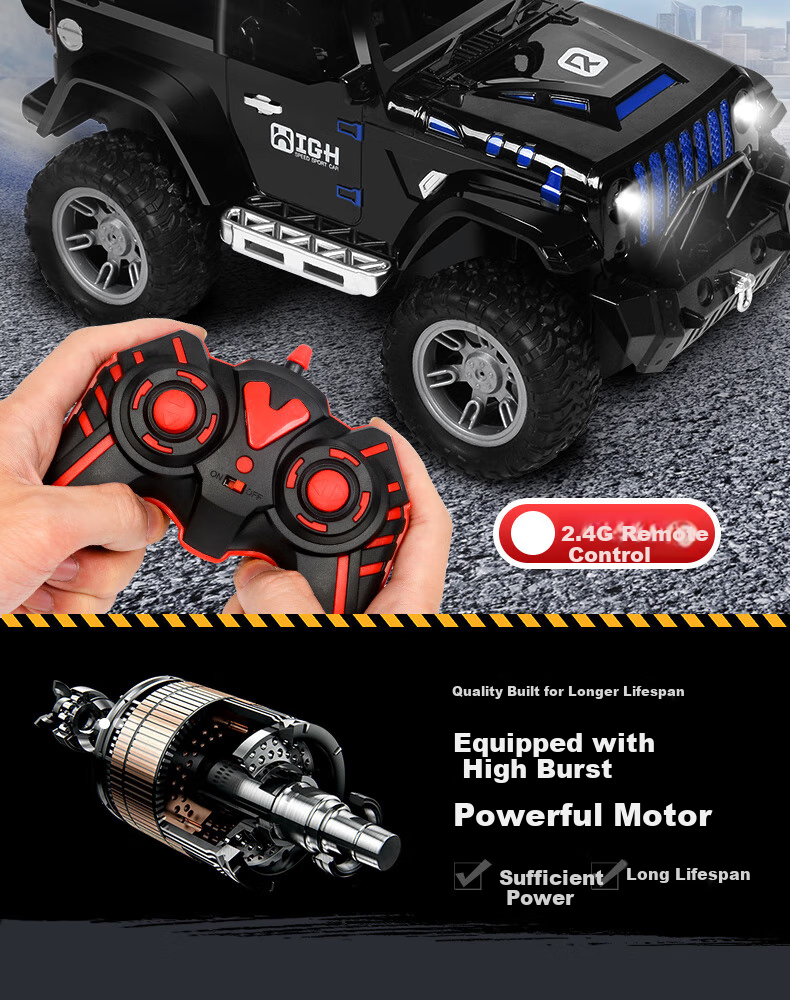 Kuangyeqishi Children's Remote Control Off-Road Electric Racing Car with Sound And Light Effects, Spray Function, Birthday Gift for Boys Aged 3-6 4