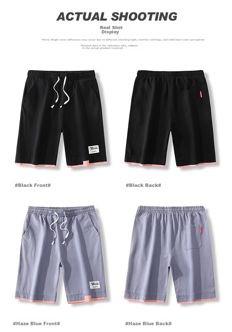 ROMON Pure Cotton Shorts, Men's Loose-Fitting Casual Sports Capri Pants, Men's Clothing, Gray 2XL 16