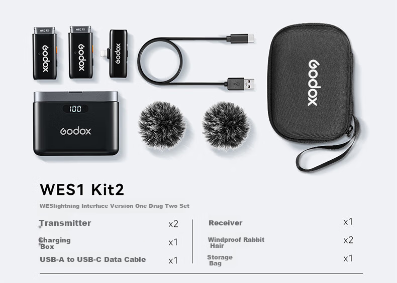 Godox WES Wireless Microphone, Portable Clip-On, for Outdoor Interviews And Recording, Suitable for Various Streamers And Live Broadcasts, Noise Reduction Sound Card, One-To Lighting Versio 14