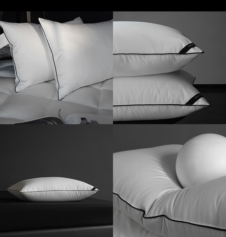 SIDANDA Pillow Core 95% White Goose Down Pillow Five-Star Hotel Down Pillow 100-Thread Count Cotton Medium Pillow 48*74cm 15
