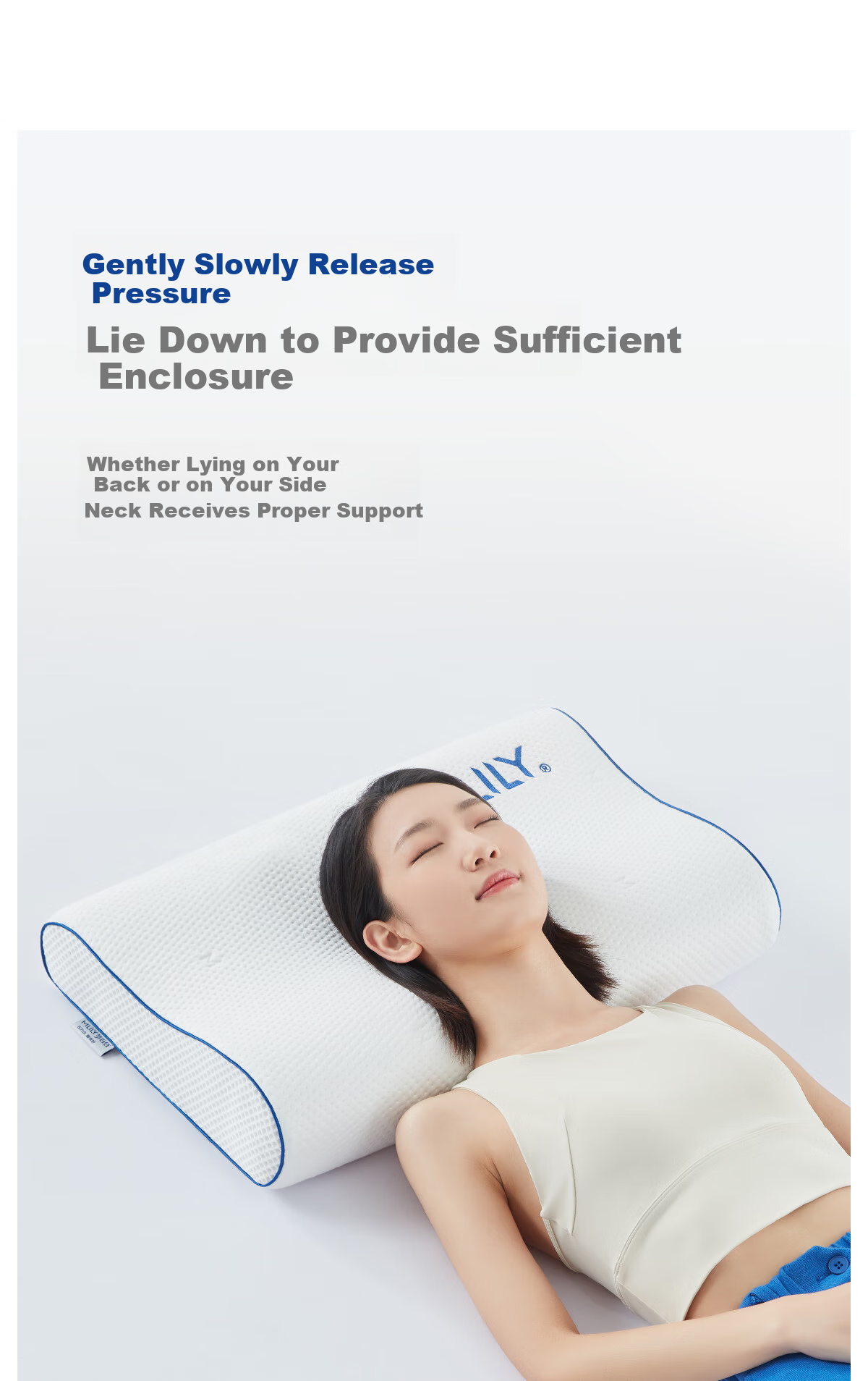 MLILY Memory Foam Pillow, Deep Sleep Cervical Pillow for Adults, Sleeping-Specific Pillow Core, Slow Rebound, Single Neck Protection Pillow, Zero Pressure Pillow, Size S 4