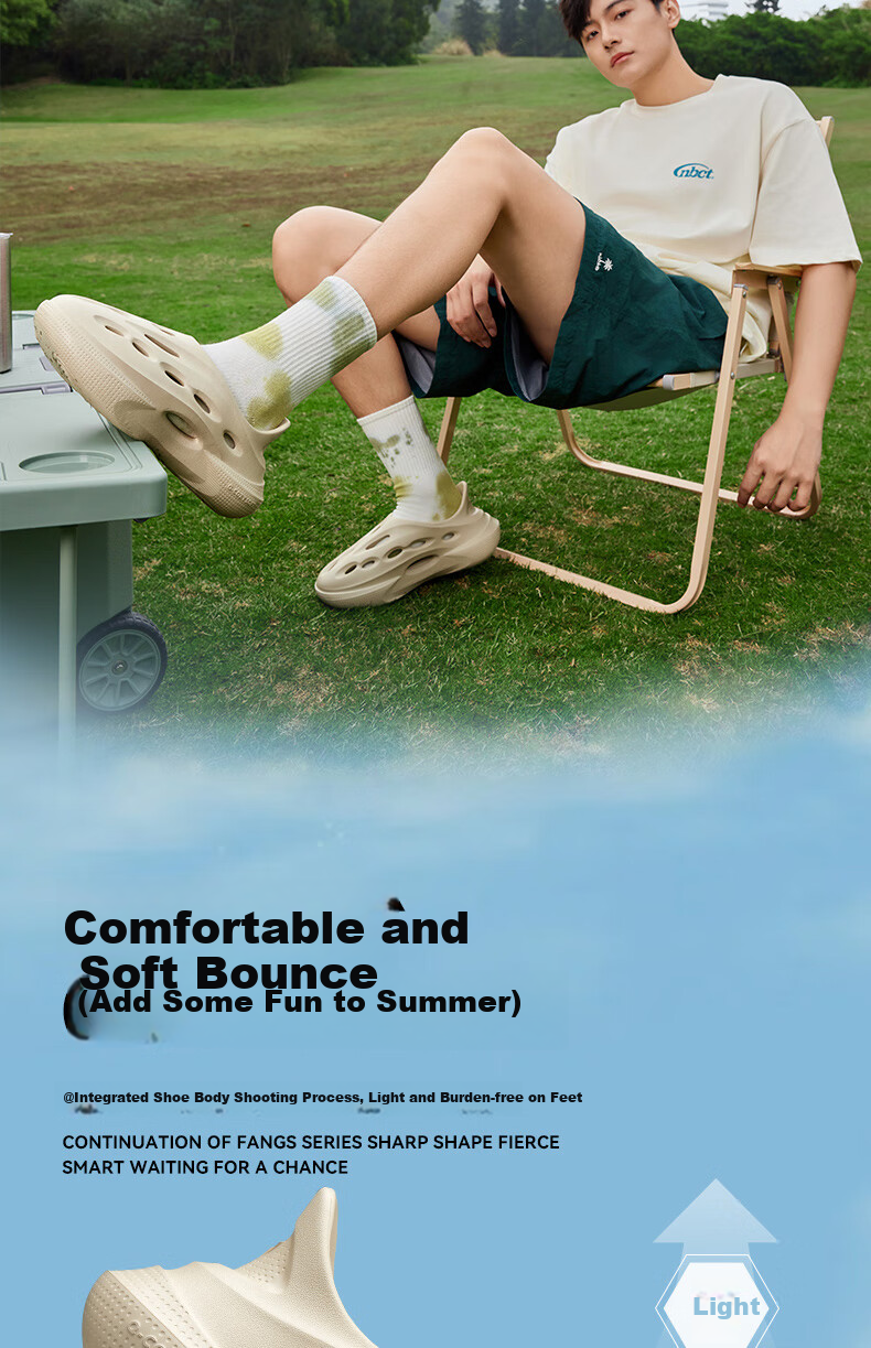 QIAODAN Crocs-Style Perforated Shoes for Men, Summer Breathable Soft Elastic Casual Sandals, Outdoor Beach Sports Slippers 4