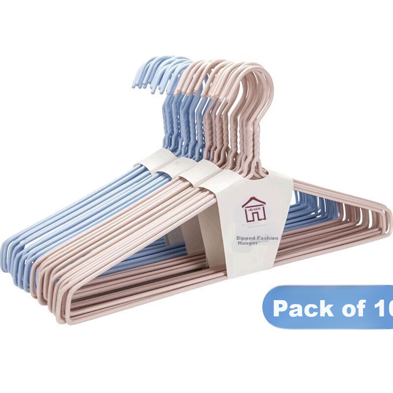 Bingyou Clothes Hangers, Width 46cm Drying Rack, 18-Inch Thickened Plastic-Coated Hangers, Pack of 10