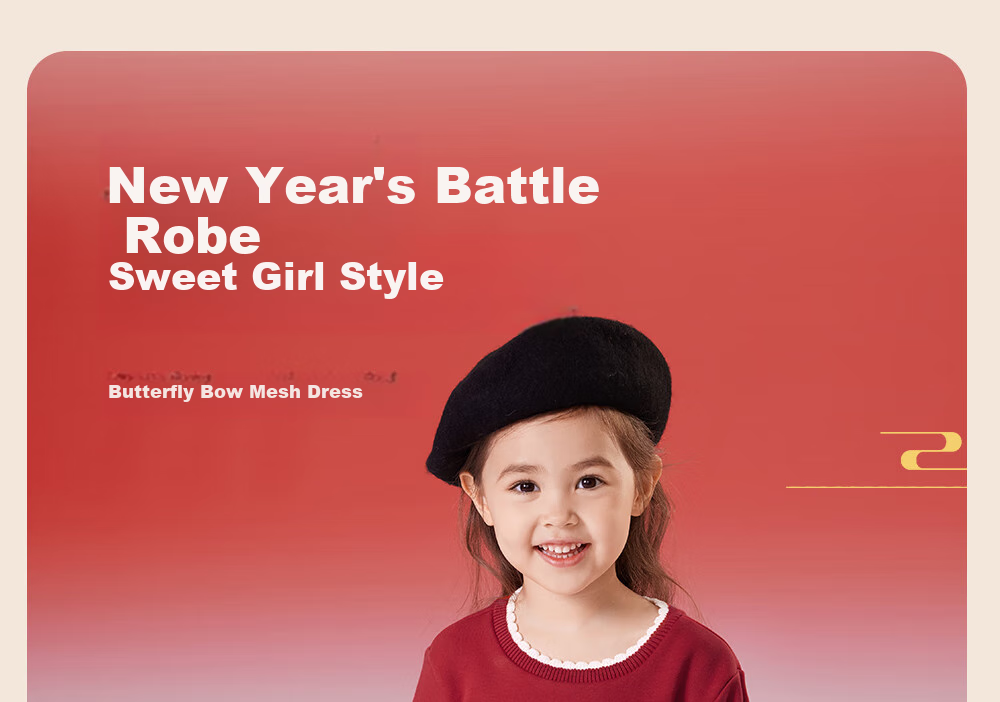 YEEHOO Girls' Fleece-Lined Dress, Autumn And Winter Warm Girls' Long-Sleeve Dress, Festive New Year's Outfit 2
