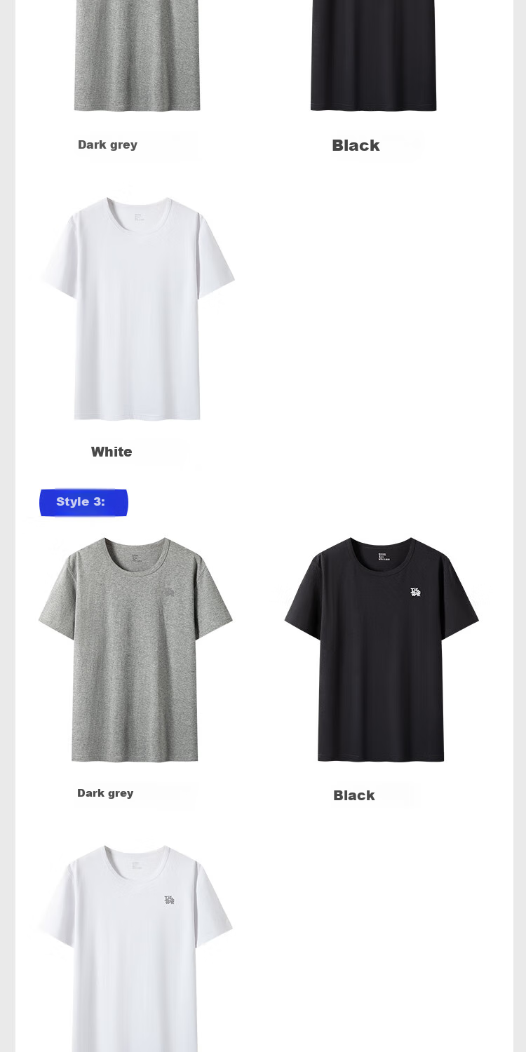 Hailanzhijia Men's Short-Sleeve Undershirt, Round Neck, 100% Pure Cotton, Comfortable, Breathable, Thin, Basic Undershirt, 2-Pack 14