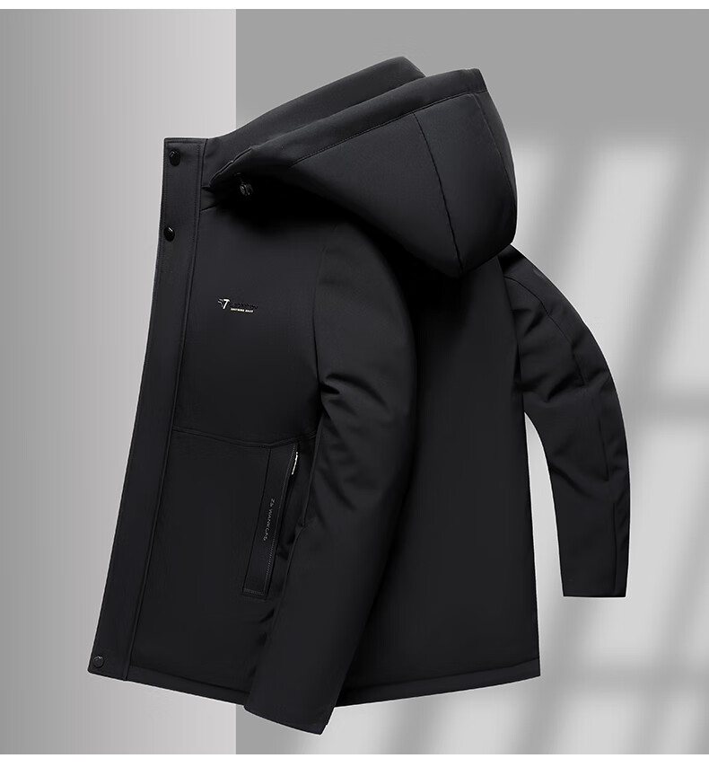 TUCANO Men's Winter Cotton Padded Jacket, Dad Style, Fleece Lined, Thickened Hooded Coat for Middle-aged and Elderly, Cold Resistant Clothing 3