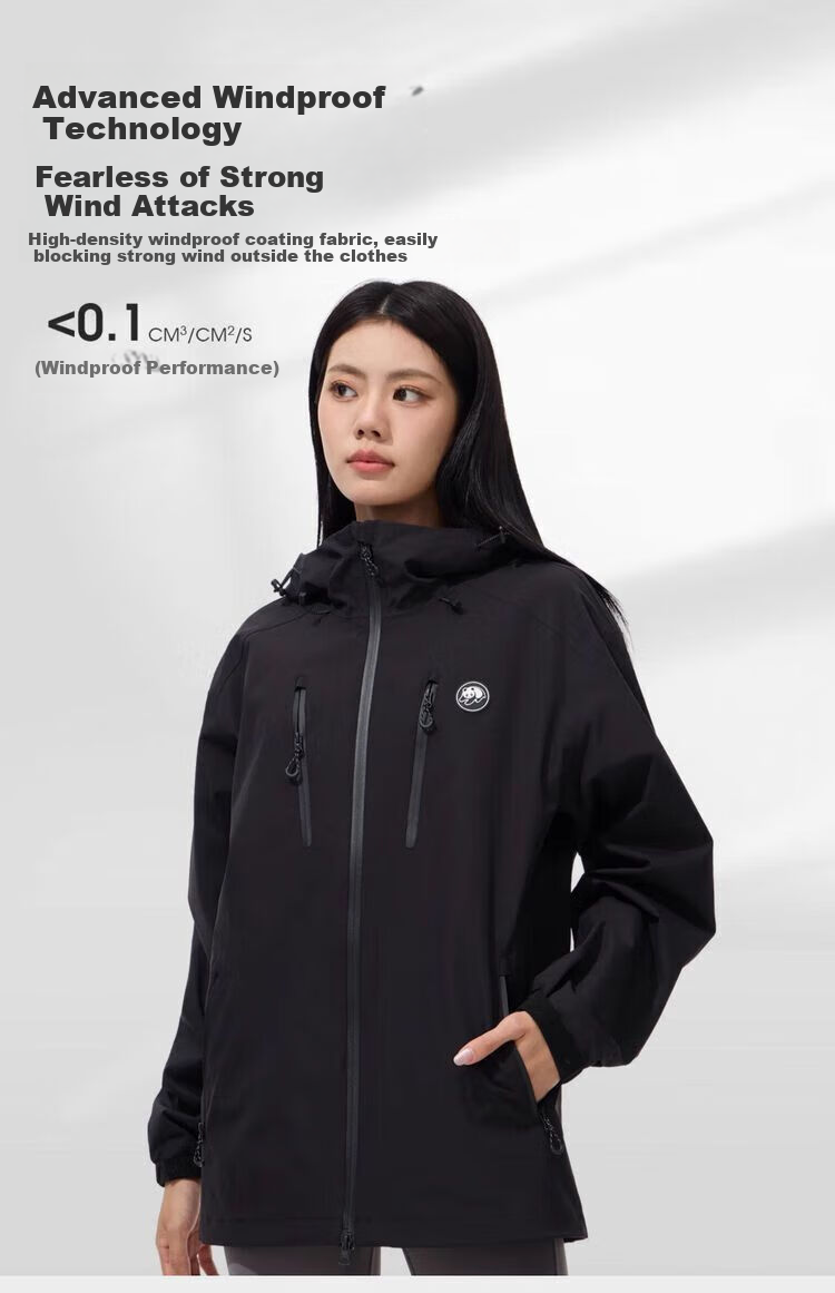 CAMEL Women's Clothing [Panda Series], Single-Layer Unisex Windbreaker, New Spring Style for Men And Women, Waterproof And Windproof Hard Shell Jacket 8