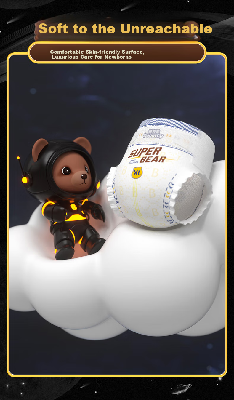 Baoyingmei Trendy Bear Diapers, XL Size, 40 Pieces [11.5-14kg], Ultra-Thin, Dry, Breathable Baby Diapers 7