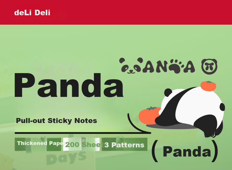 Deli Panda Dudu Pull-Out Sticky Notes, Student Boxed Memo Pads, 70*55mm (200 Sheets), BT414 1