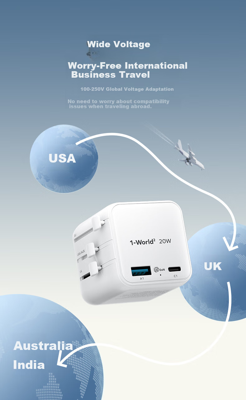 MOMAX Ultra-Mini 20W Universal Travel Adapter PD Fast Charging International Travel Socket/Universal International Travel Converter/UK/AU Standard 1C1A Black 9
