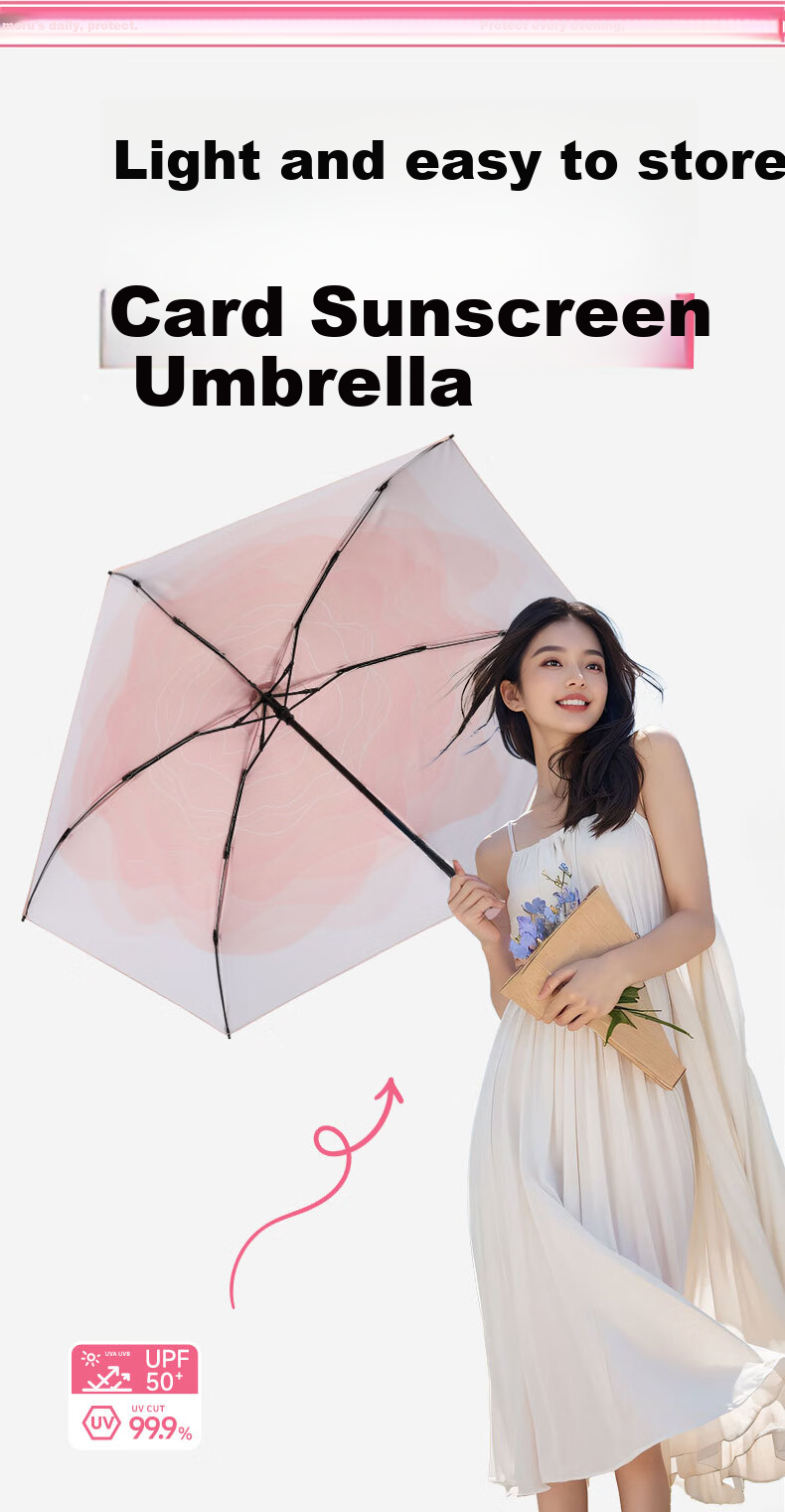 MAMORU UV Protection Sun Umbrella, Six-Fold Black Gel Sunshade, Portable Mini Capsule Sun Umbrella with Mesh, 16cm 1
