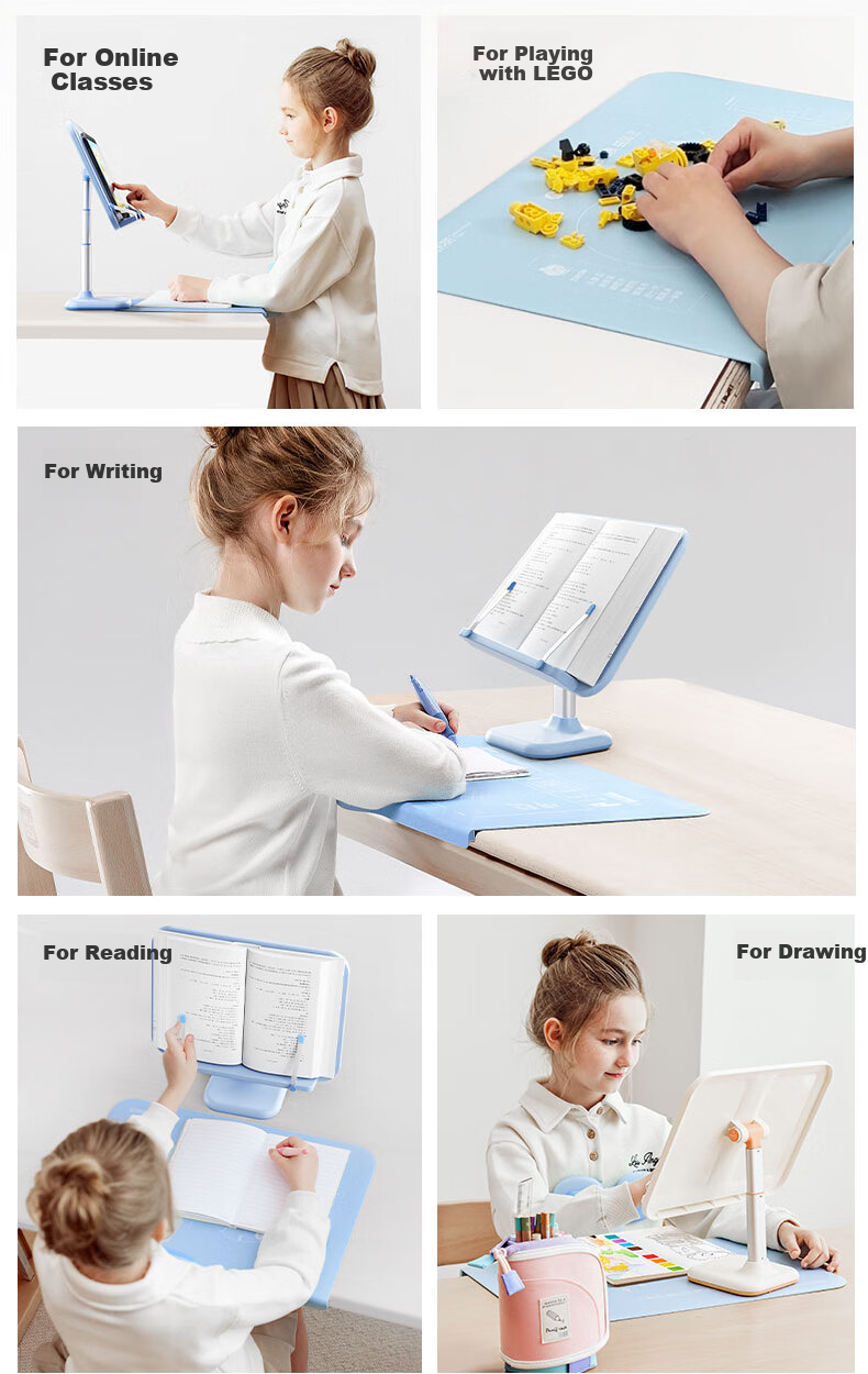 Jianqiaoshu [Lowest Price Online] Posture Corrector for Children's Desktop Version, Elementary School Student Anti-Low Head Writing Posture Corrector, Anti-Hunchback Back-To Gift, Sea Salt Blue 26