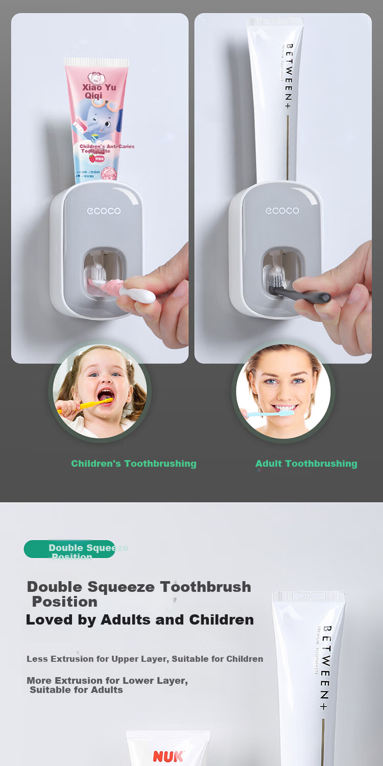 Ecoco Toothbrush Holder, No Drilling Required, Mouthwash Cup, Brushing Cup, Wall-Mounted Toothpaste Storage Rack, High-End Couple's Double Toothbrush Hanger 3