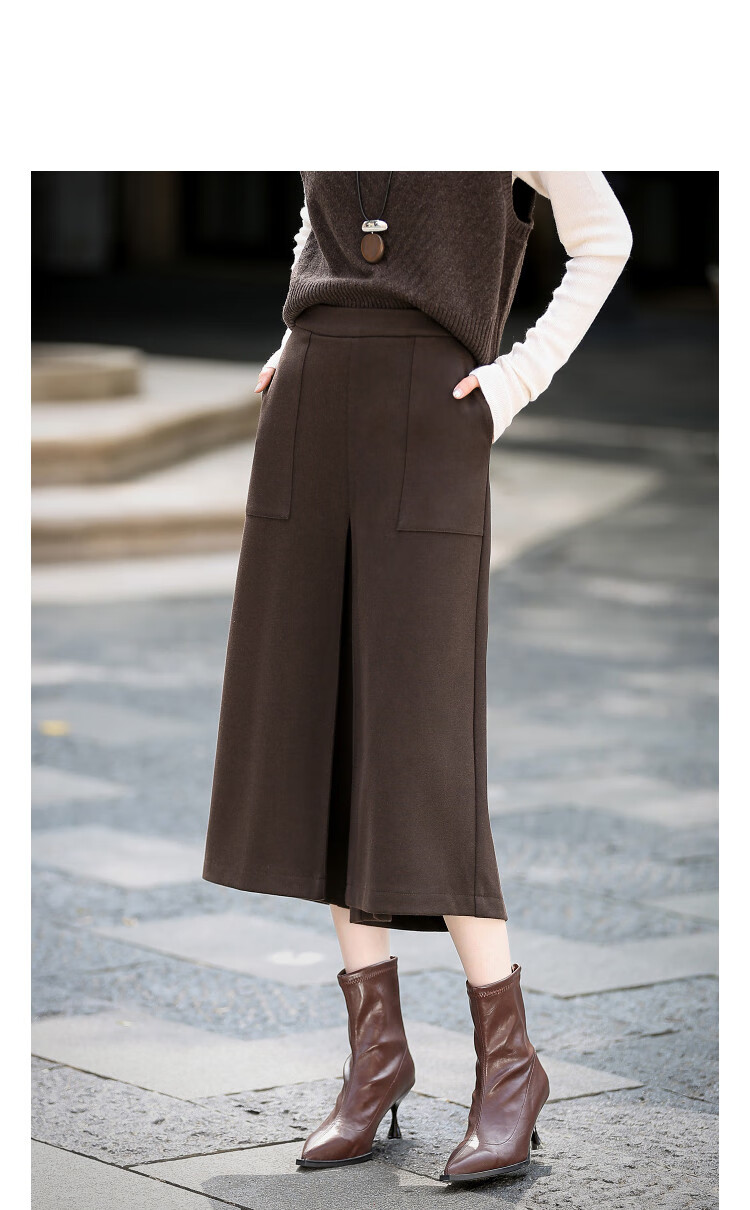 Demana Rich Warm Starry Sky Wool Blend Winter Intellectual Commuter Side-Slit Cropped Stretchy Relaxed Fit Women's Pants 1
