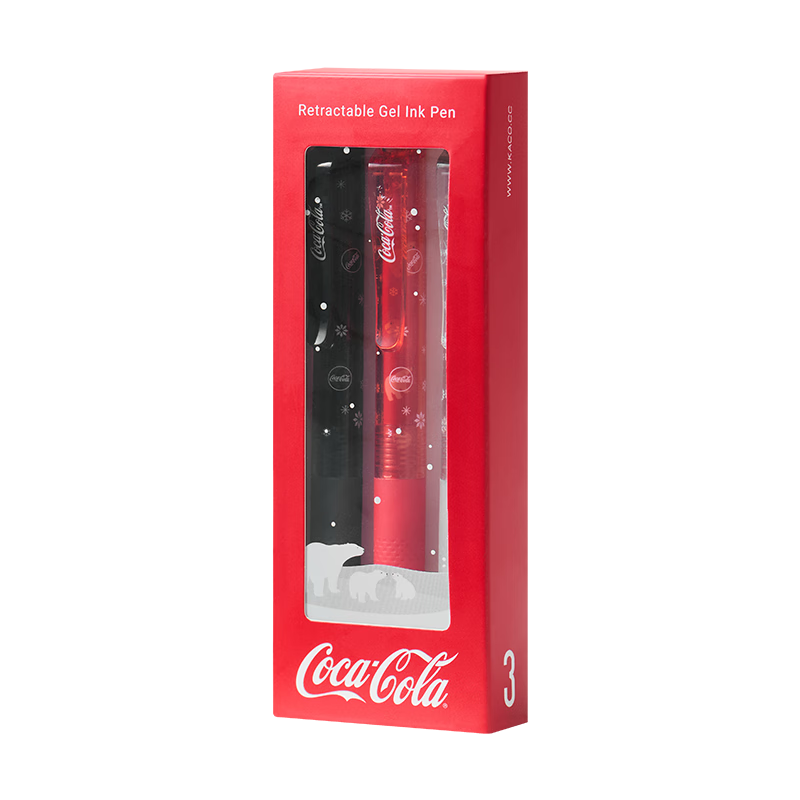 KACO Coca-Cola Co-branded 0.5mm Retractable Gel Pen Student Exam Pen High-Value Signature Pen Quick-Dry Black Ink Carbon Pen Glacier Adventure 2 Black 1 Red