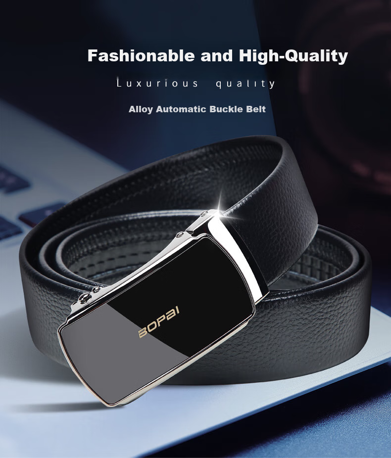 Bopai Men's Leather Belt, Business Automatic Buckle Waistband, 13-123501 1