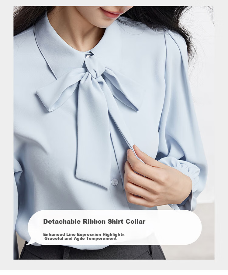 Bodexiaojie Women's Chiffon Bow Tie Blouse, Professional Commute Formal Wear, Inner Layer for Petite Figures, Interview Shirt, White, XL 7