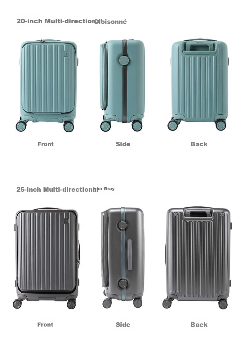 CROWN Large Capacity Aluminum Frame Suitcase with Wheels, Model 5308, Blue Denim Zipper, 20-Inch Carry-On, 18% Increased Capacity 4