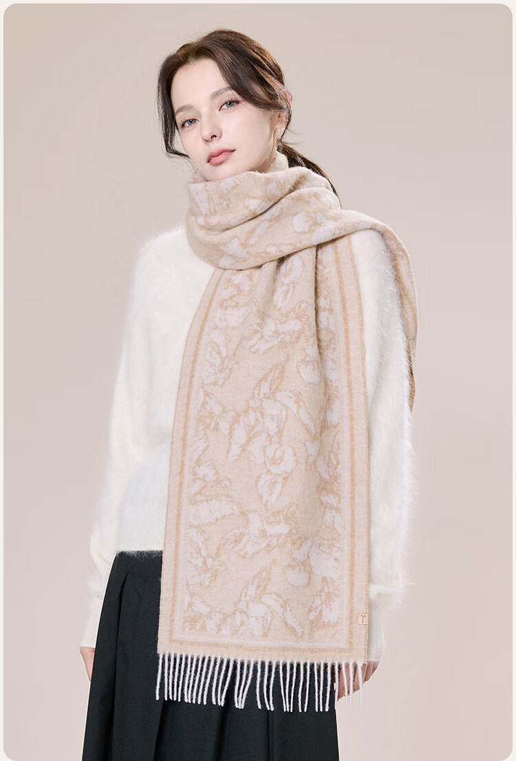 JIUMU Women's Sheep Wool Scarf Autumn Winter Warm Shawl Gift Box for Mother's Day Birthday 12