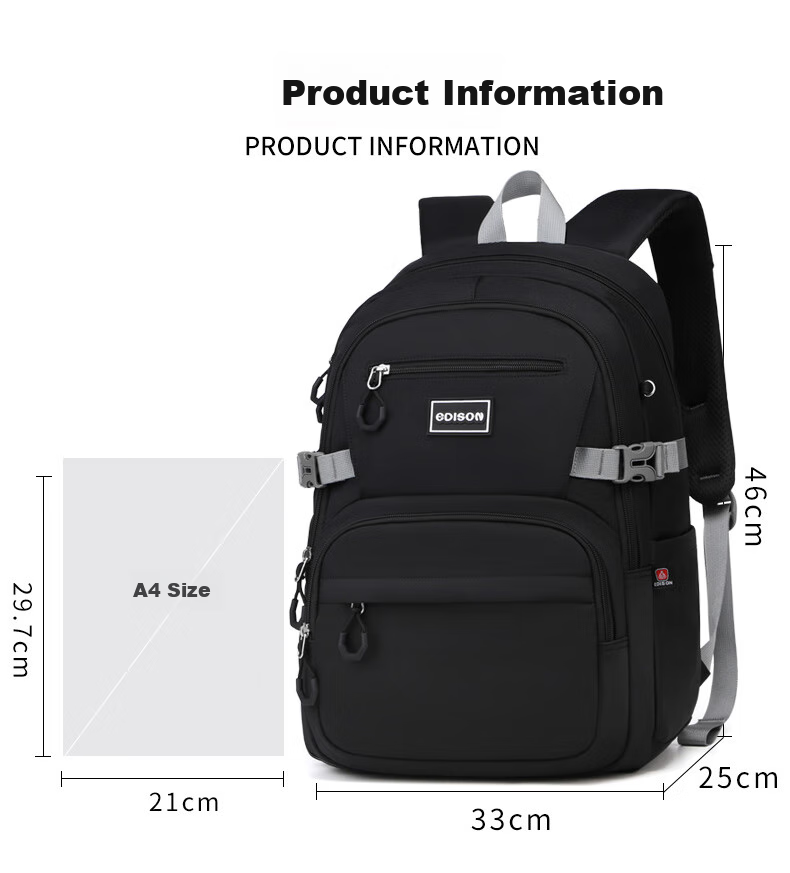 Edison Inventor Middle School Backpack for Boys, High School And College Students' Backpack with Spine Protection, Weight Reduction, Water-Resistant Double Shoulder Bag 2557-2 Red 2