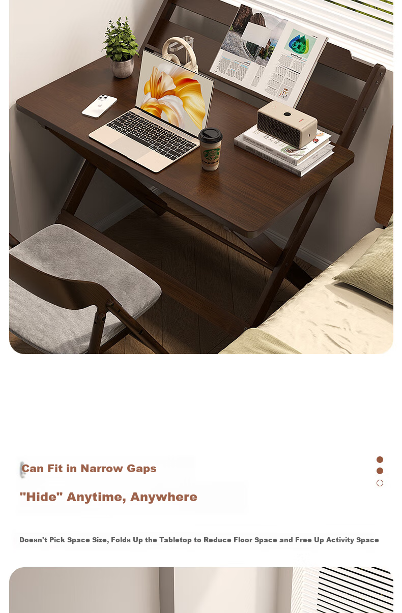 Yuanjing Desk, Study Table for Home Use, Adjustable Folding Computer Desk, Writing Desk, Small Apartment Office Desk, 80*40 1