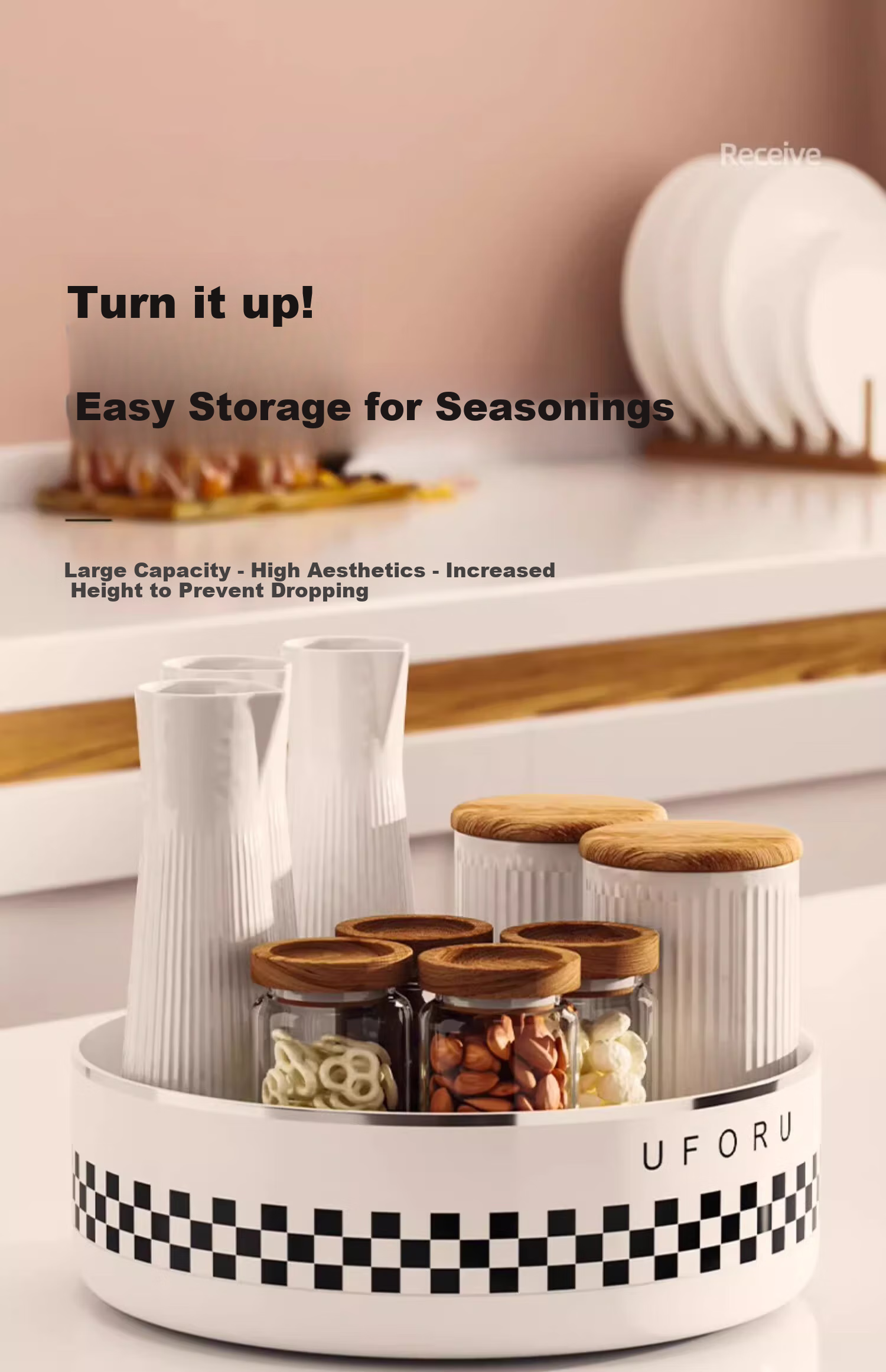 Jiadu Rotating Condiment Storage Rack, Countertop Multifunctional Oil, Salt, Sauce And Vinegar Seasoning Organizer Box 1