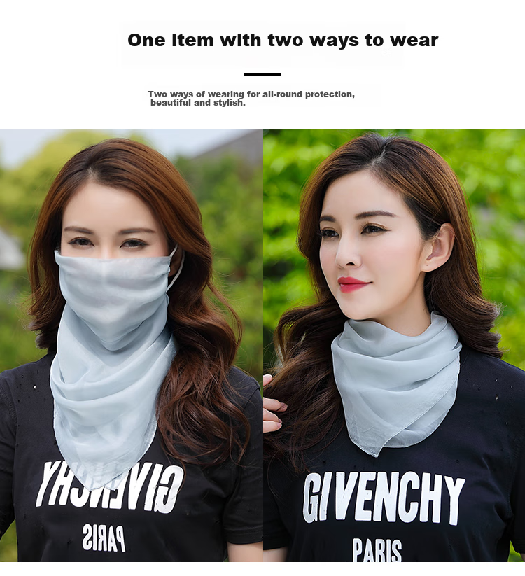 Shanghai Gushi Sun Protection Face Mask for Women, Silk Mulberry Silk Face Covering, Sun-Blocking Neck Guard with Velcro, Tulle Mother's Day Birthday Gift 4