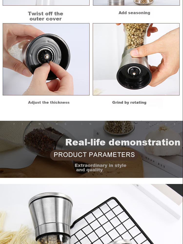 Jingmao Electric Pepper Grinder Black Peppercorn Sea Salt High-End Automatic Pepper Mill for Home Use 7