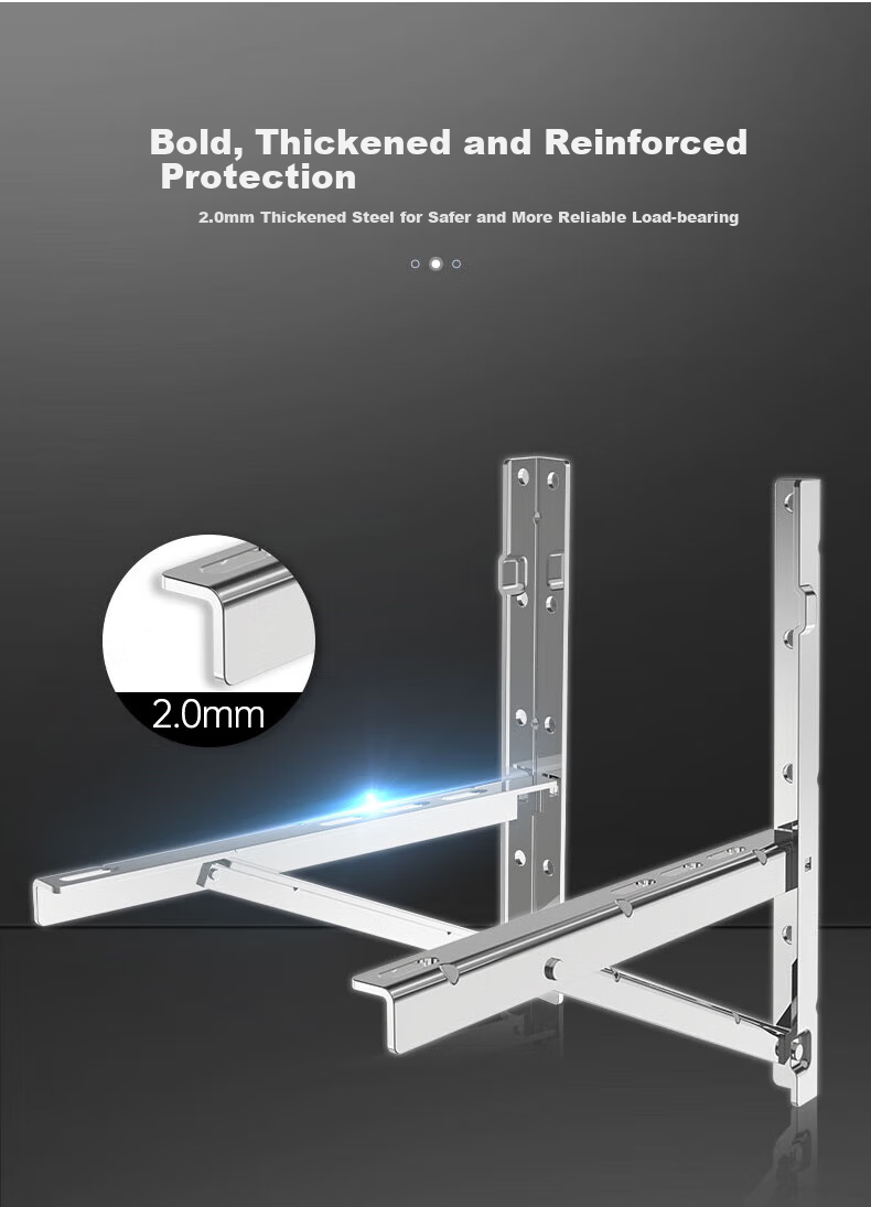 Beishi Stainless Steel Air Conditioner Bracket, Side Hanging Bracket for Outdoor Unit, Stainless Steel Horizontal Hanging Air Conditioner Outdoor Unit Bracket, 3P 3