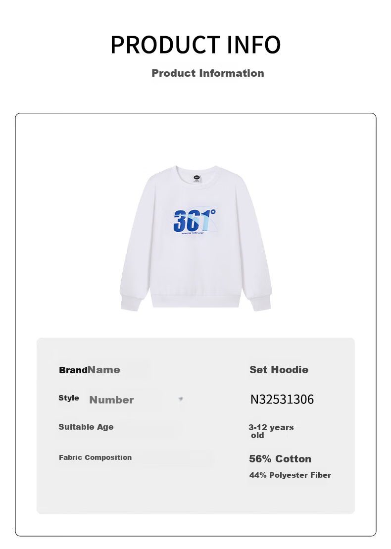 361° Children's Clothing, Kids' Sweatshirt, Fall 2025, Boys And Girls School Versatile Loose-Fitting Sports Round Neck Sweatshirt, Black, Size 160 13