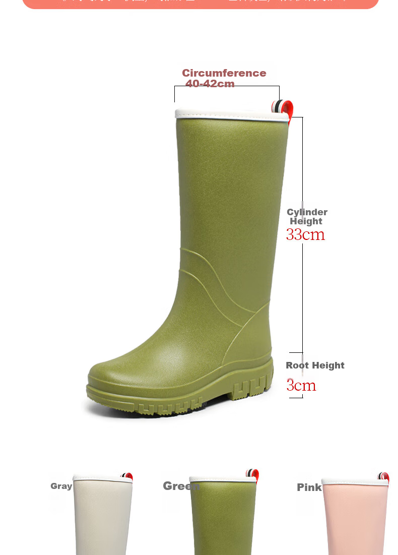 Lanoudun Women's Rain Boots, for Beach Combing And Outdoor Activities, Waterproof Comfortable Rubber Shoes, Durable High-Top Water Shoes YX1026 Size 38 3