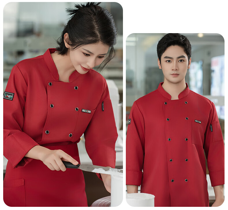 Lido According to Chen Chef Workwear White Long Sleeve Autumn Chef Jacket Breathable Sweat-Absorbing Unisex Hotel Restaurant Kitchen Uniform 11