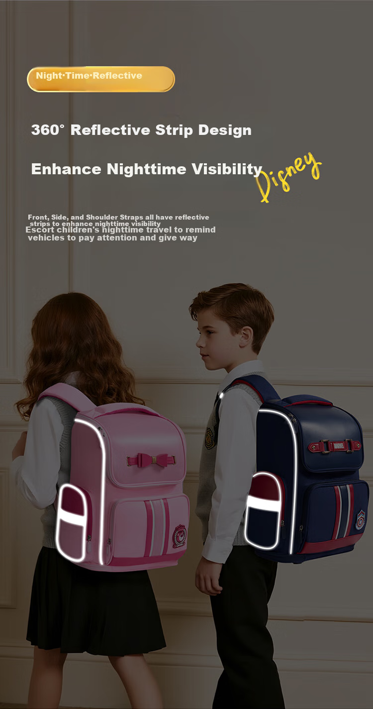 Disney Backpack for Primary School Girls Grades 4-6, Spine-Protecting, Load-Reducing, Multi-Layered, Large Capacity, Breathable, Double Shoulder Bag, Three-Piece Set 19