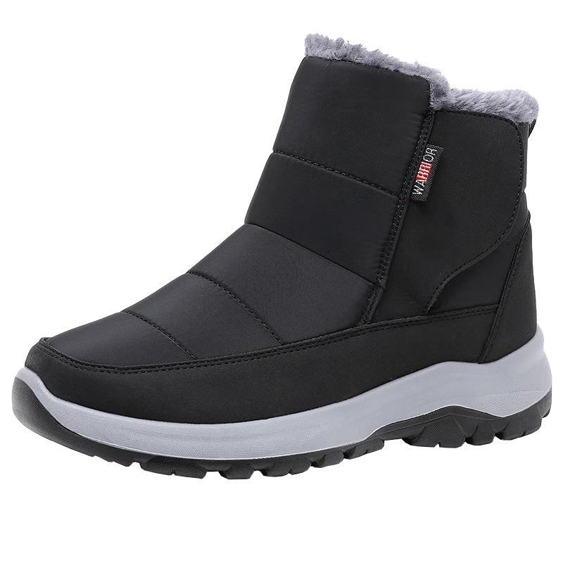 Warrior Mom Snow Boots Elderly Warm Fleece Lined Non-Slip Soft Sole Women's Winter Cotton Shoes 1994 Black Size 41