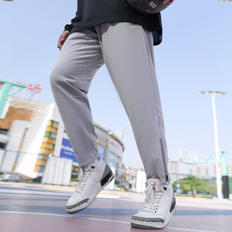 BKCXZICE Men's Sports Pants American Style Side Zipper Autumn Winter Quick-Dry High Elasticity Basketball Training 9/10 Length Pants