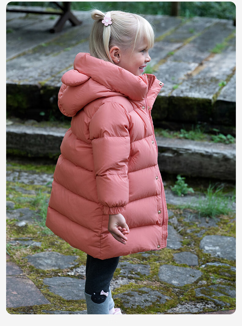 DAVE & BELLA Kids Long Down Jacket Boys Winter Coat Girls Three-Proof Outerwear Baby Toddler Winter Clothes 6