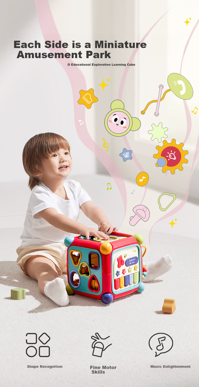 Babycare Six-Sided Box Multifunctional Baby Toy, Shape Matching Cognitive Building Blocks House, Koni Lain'er Children's Birthday And First-Year Gift 1