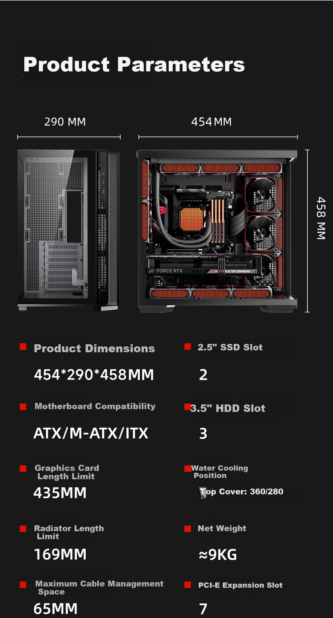Aigo Starry Sky White Gaming Desktop Computer Case, ATX Motherboard, Supports 360mm Water Cooling, Left And Right Compartment Design, 5090 Graphics Card Compatible 18