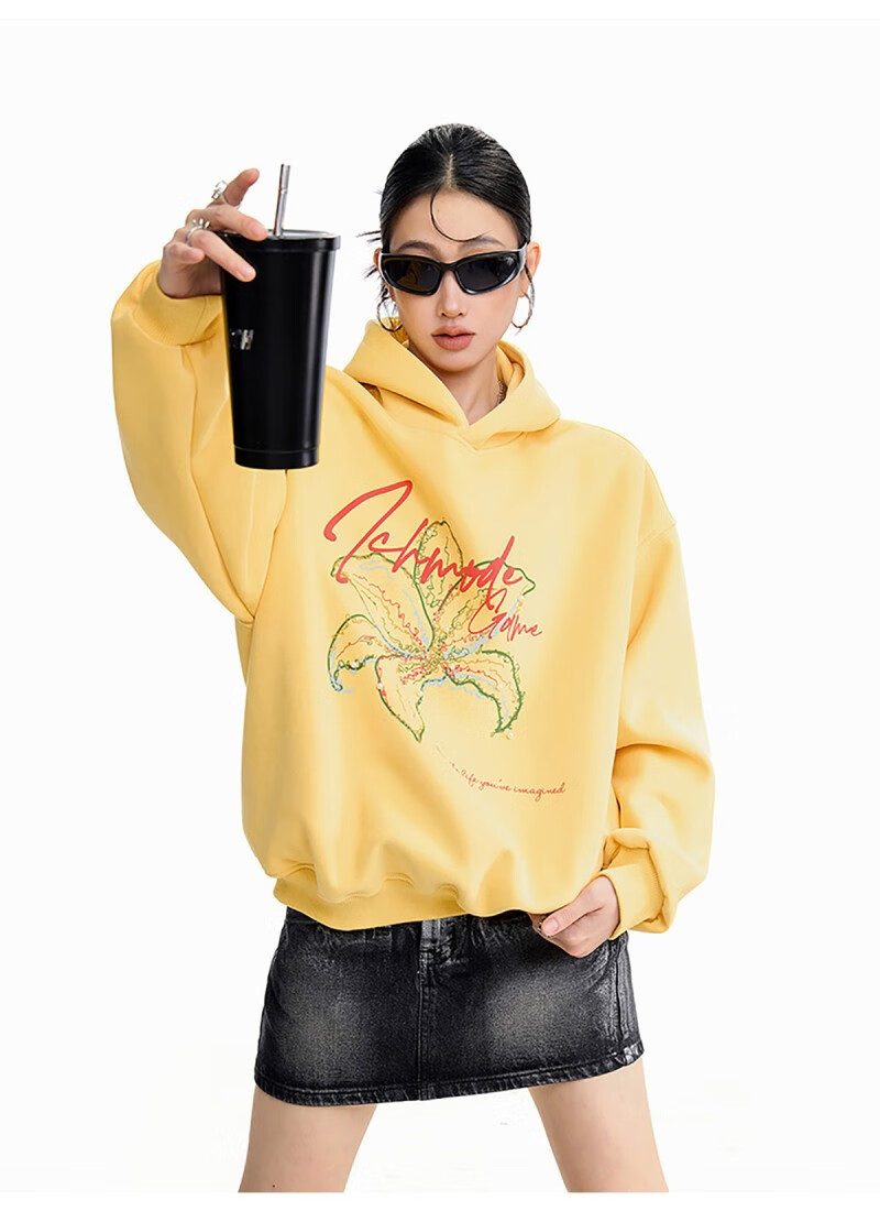 ICH MODE Women's American Style Hoodie Autumn Winter 2025 New Loose Pullover Jacket Top Dark Gray M 1